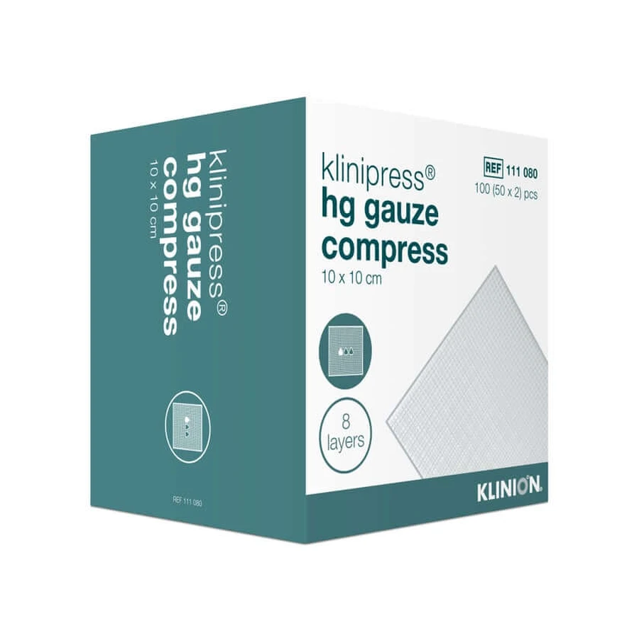 Klinipress hg Gaaskompres 10x10 cm 8l 2X50 stuks