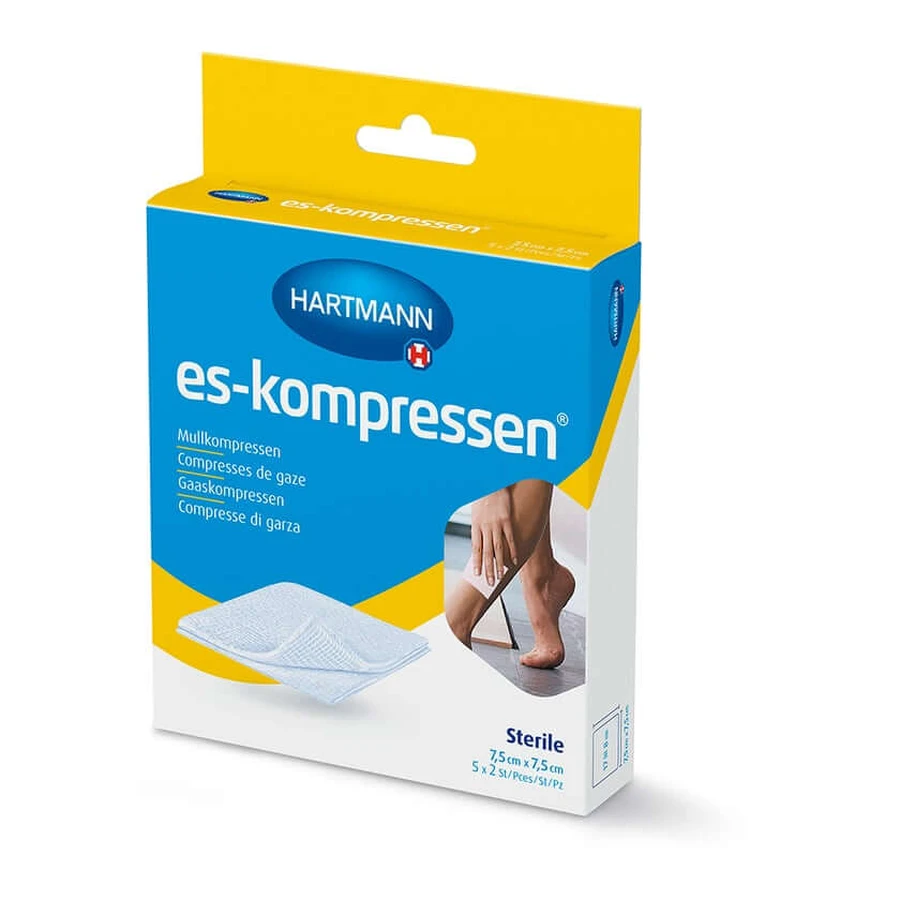 ES-KOMPRESSEN gasas estériles 7,5x7,5 cm 8 capas 17 hilos 5X2 unid.