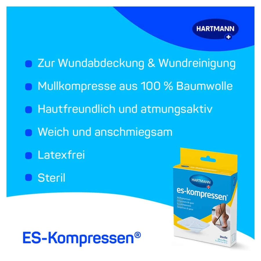 ES-KOMPRESSEN gasas estériles 7,5x7,5 cm 8 capas 17 hilos 5X2 unid.