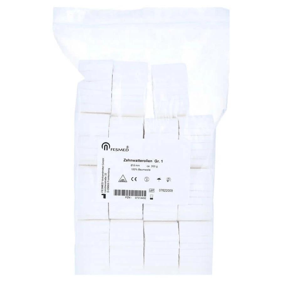 Toothed cotton rolls size 1 diam.8 mm 300 g