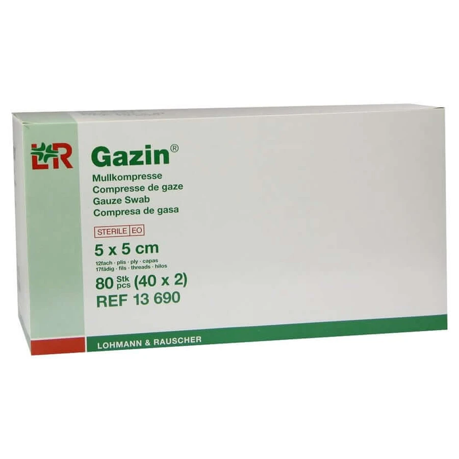 Gazin compresas de gasa 5x5 cm estéril 12x40X2 uds.