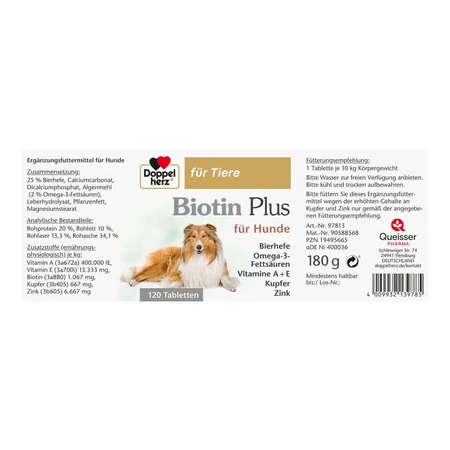 Double Heart for Animals Biotin Plus for Dogs 120 St
