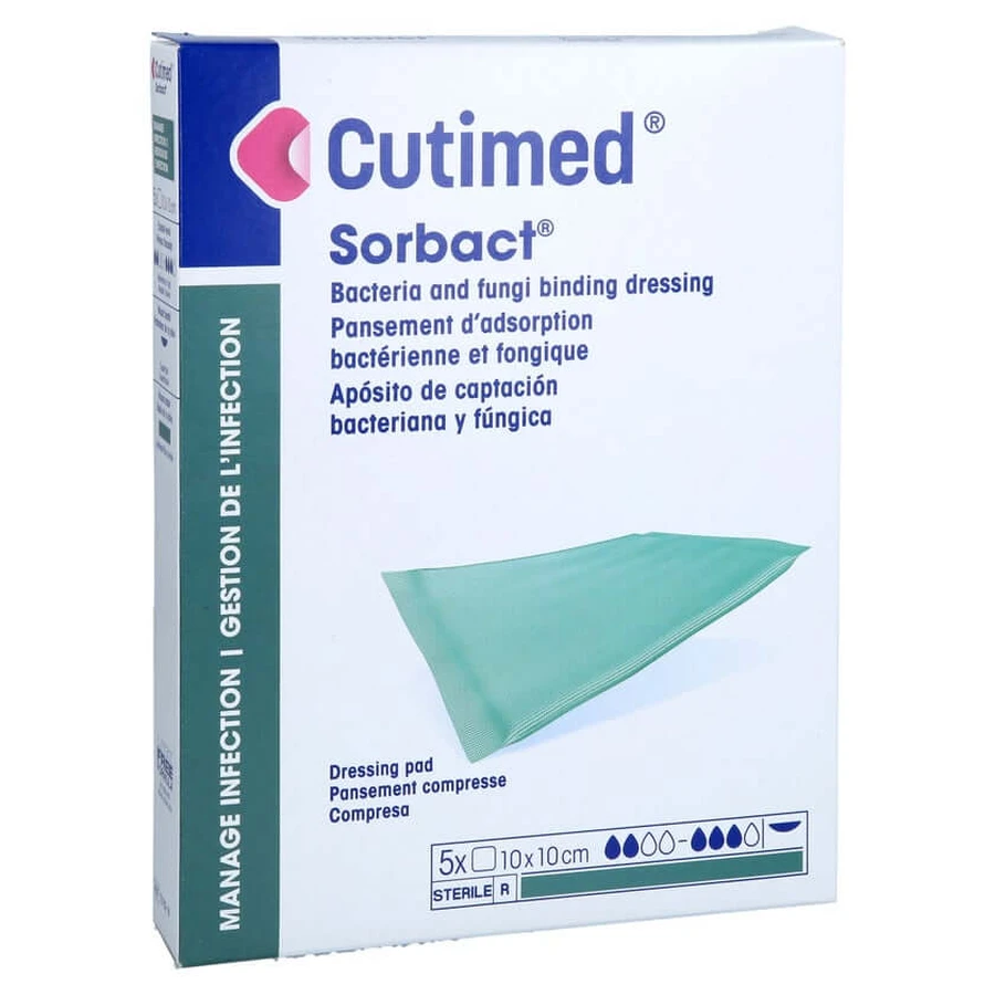 Cutimed Sorbact Saugkompressen 10x10 cm 5 St