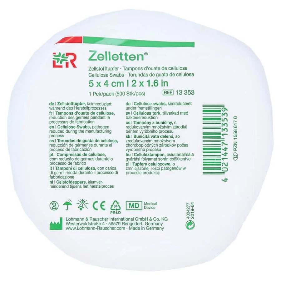 Cell swabs 4x5 cm germ-reduced Ro 500 pcs