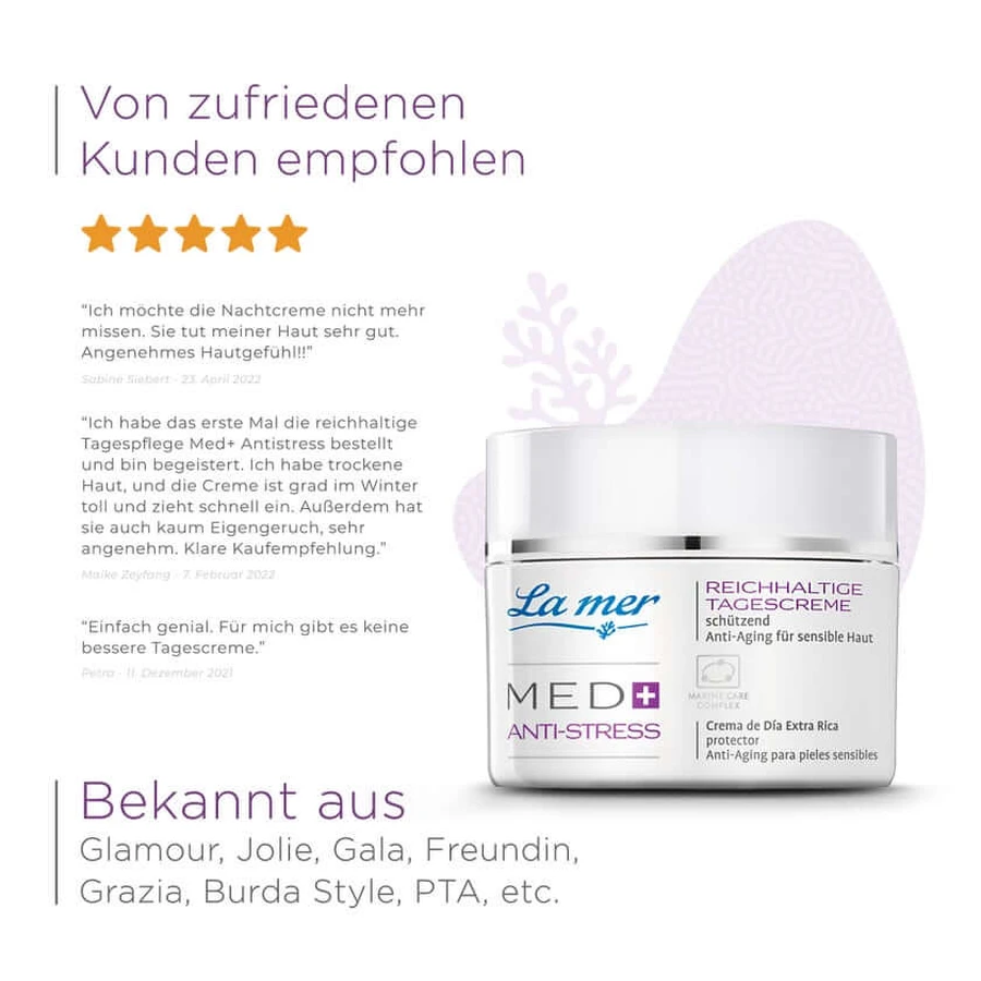 La mer MED+ ANTI-STRESS Reichhaltige Tagescreme ohne Parfum 50 ml