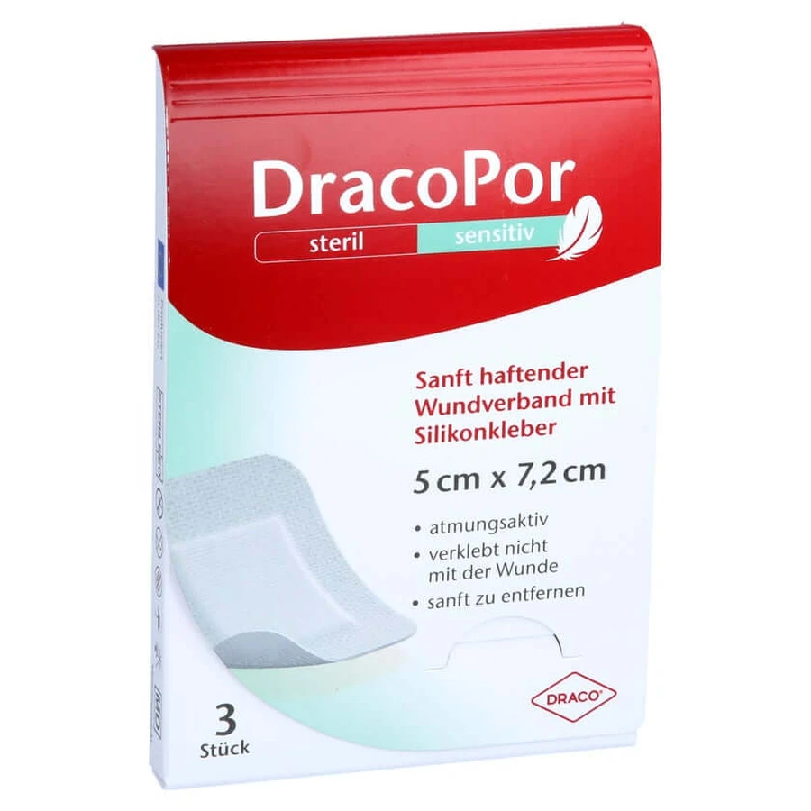 Dracopor Sensitive 5x7,2 cm sterylny z Sili 3 szt.: ceny i cechy