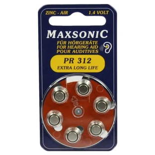 Pilas para audífonos Maxsonic PR312 6 uds.