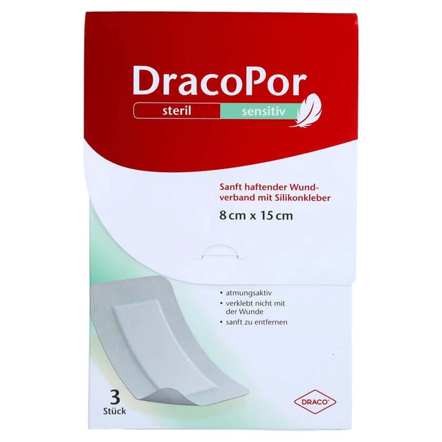 Dracopor Sensitive 8x15 cm steriel met silicone 3 st.