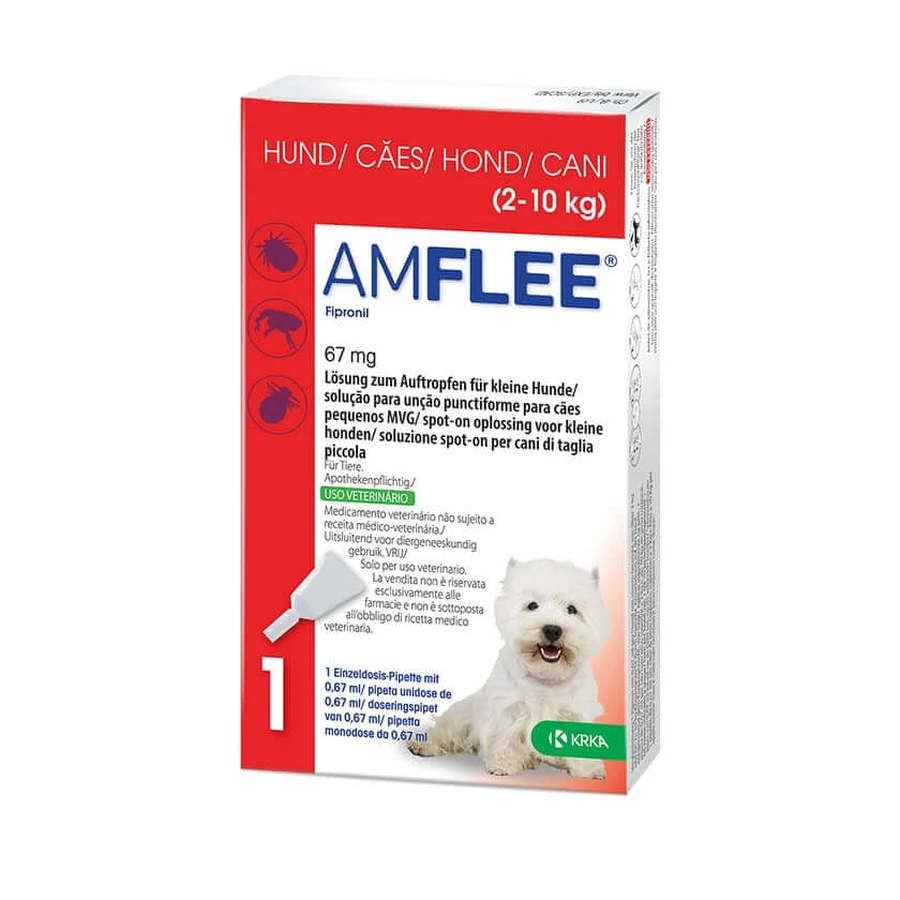 Amflee 67 mg spot-on solution pour petits chiens 2-10kg 3 pcs.