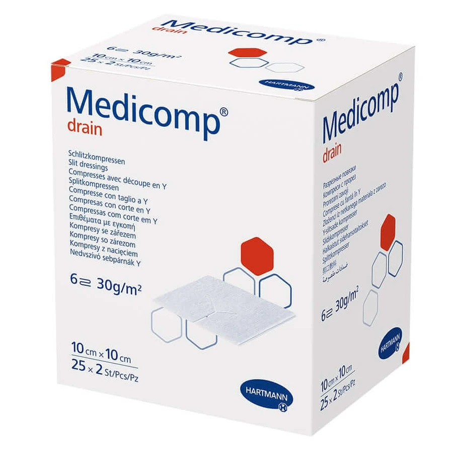 Medicomp Drain fente comp. stérile 10x10 25X2 pcs.