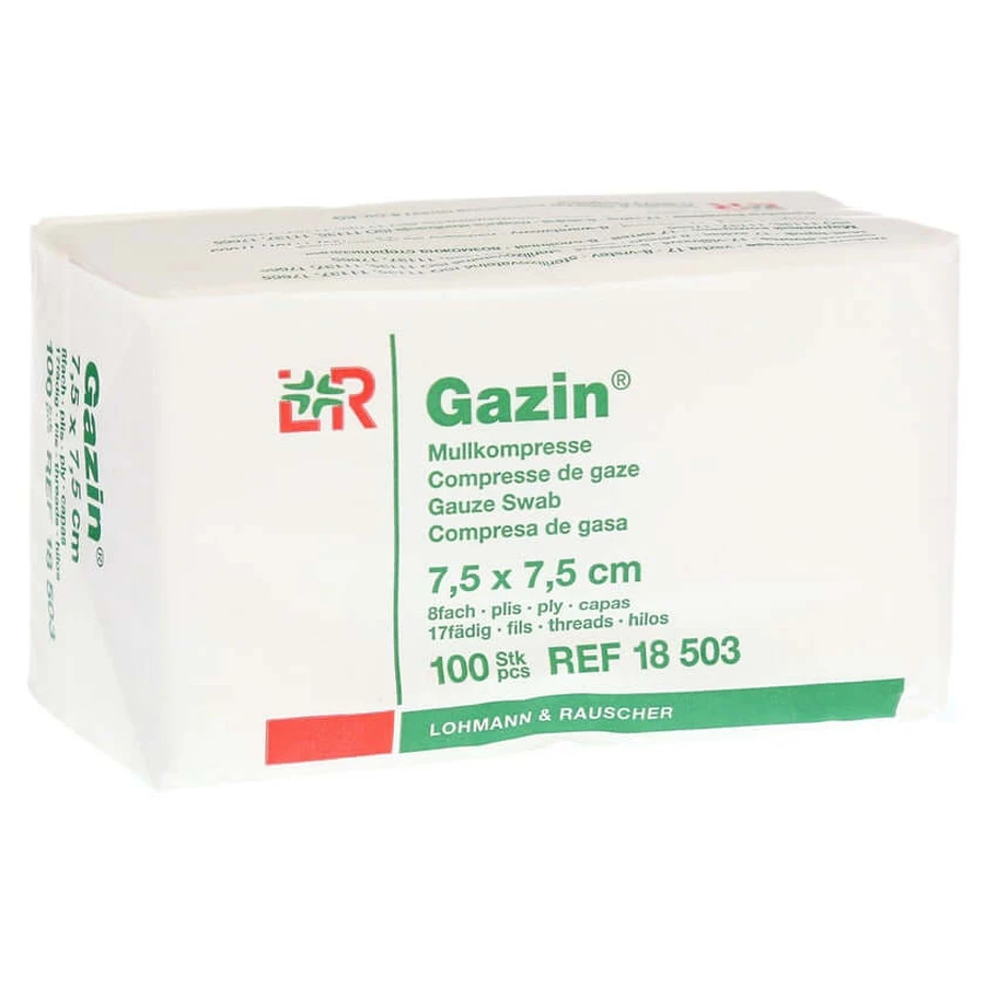 Compresas de gasa Gazin 7,5x7,5 cm no estériles 8x 100 uds.