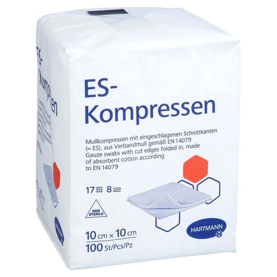 Es-compressen niet-steriel 10x10 cm 8-voudig 100 st.