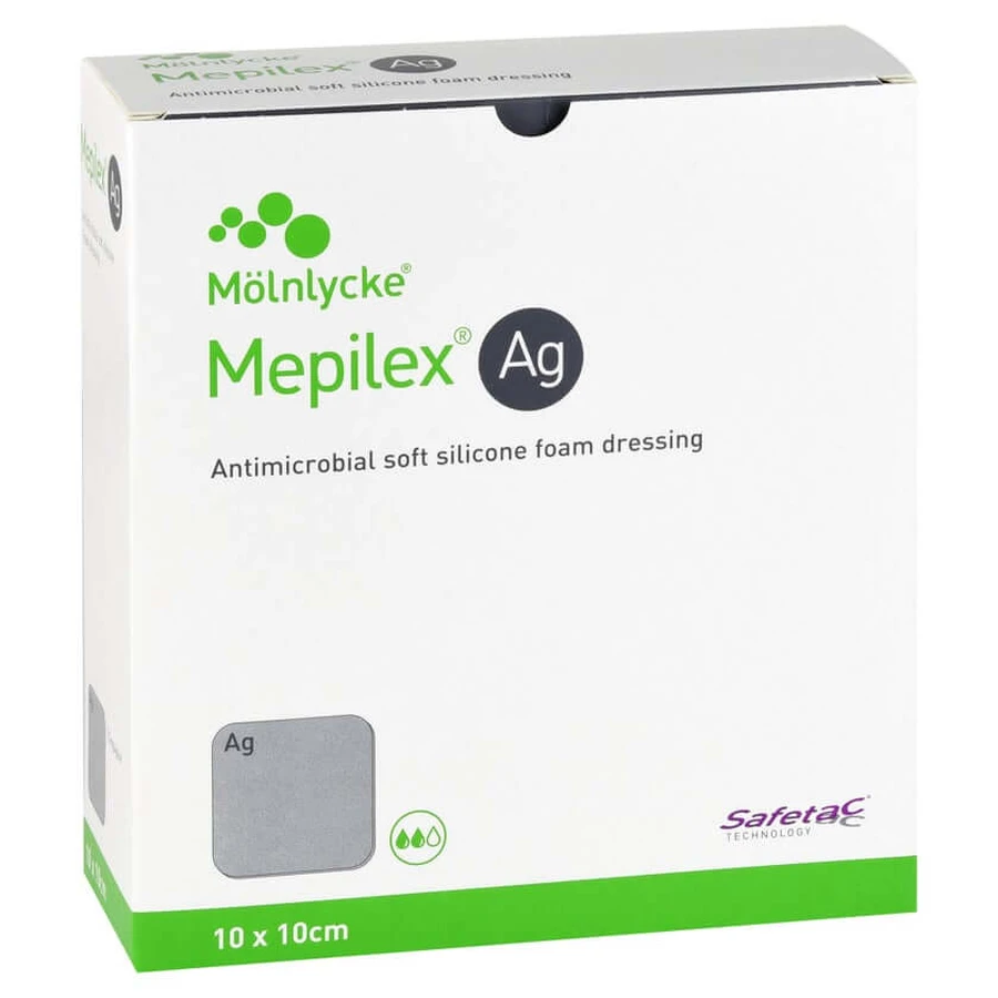 Mepilex Ag pansement mousse 10x10 cm stérile 10 pcs.