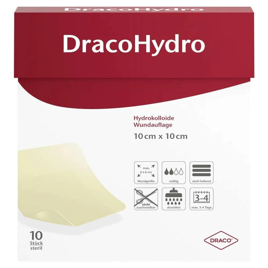 Dracohydro hydrocolloïd wondverband 10 x 10 cm 10 st.
