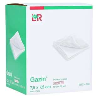 Gazin compresses de gaze 7.5x7.5 cm stériles 8 plis 25X2 pcs.