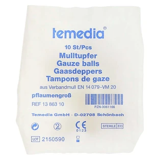 Torunda de gasa tamaño ciruela estéril 10 uds.