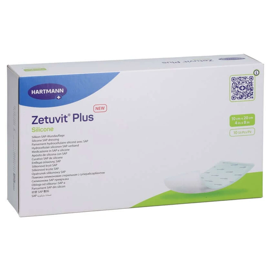 Zetuvit Plus Silicona Estéril 10x20 Cm 10 unid.