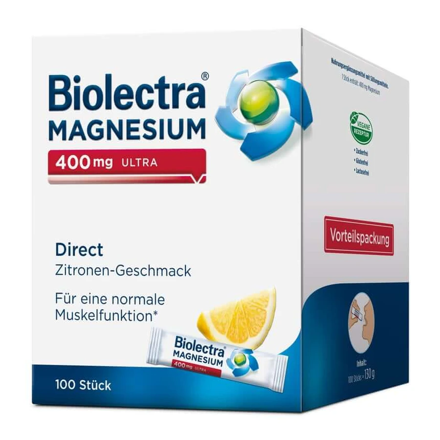Biolectra Magnesium 400 mg ultra Direct Zitrone vegan 100 St