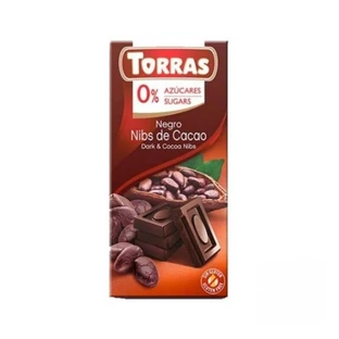 Dark chocolate with cocoa nibs sugar and gluten free 75g