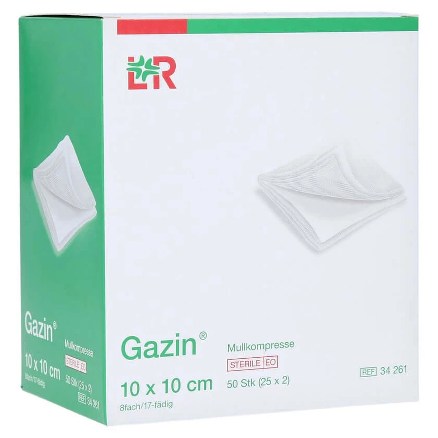 Gazin gaaskompressen 10x10 cm steriel 8 vouwen 25X2 st.