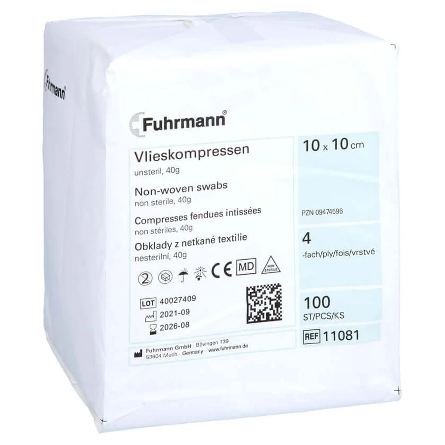 Non-woven compresses non-sterile 10x10 cm 4-ply 100 pcs.