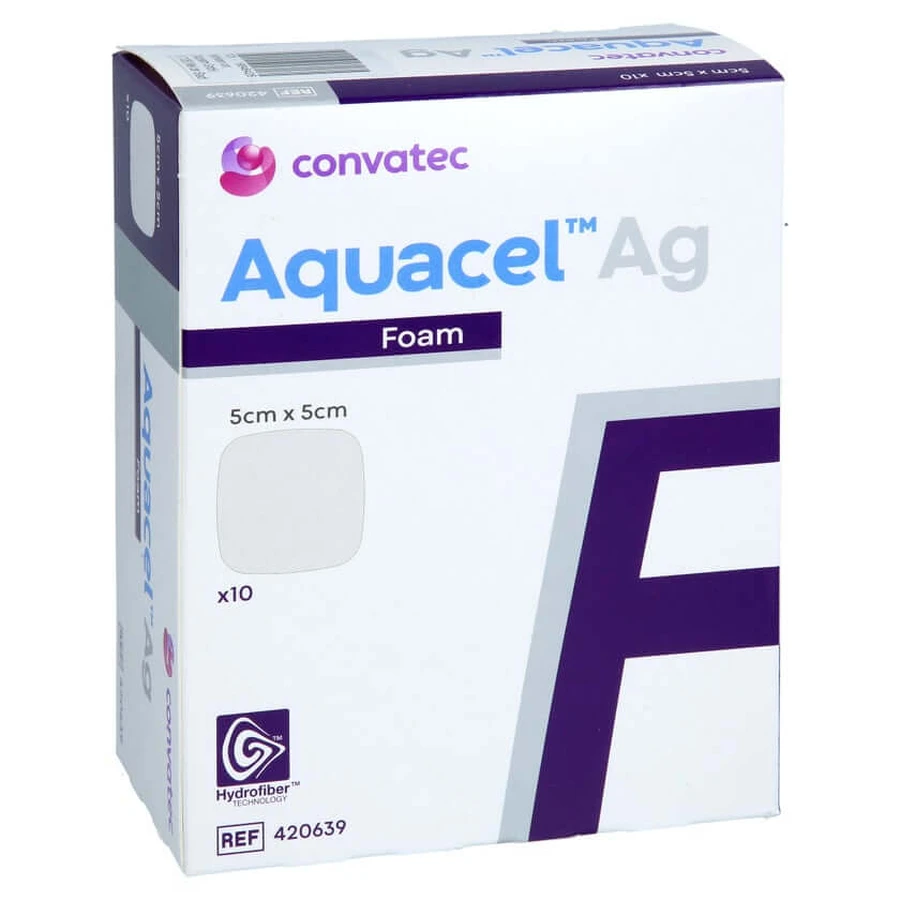 Aquacel Ag Schuim niet-klevend 5x5 cm Ver 10 st