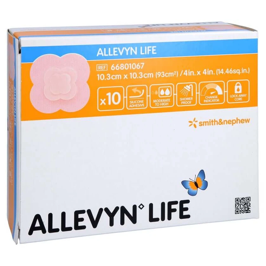 Allevyn Life 10,3x10,3 cm siliconenschuim 10 stuks.