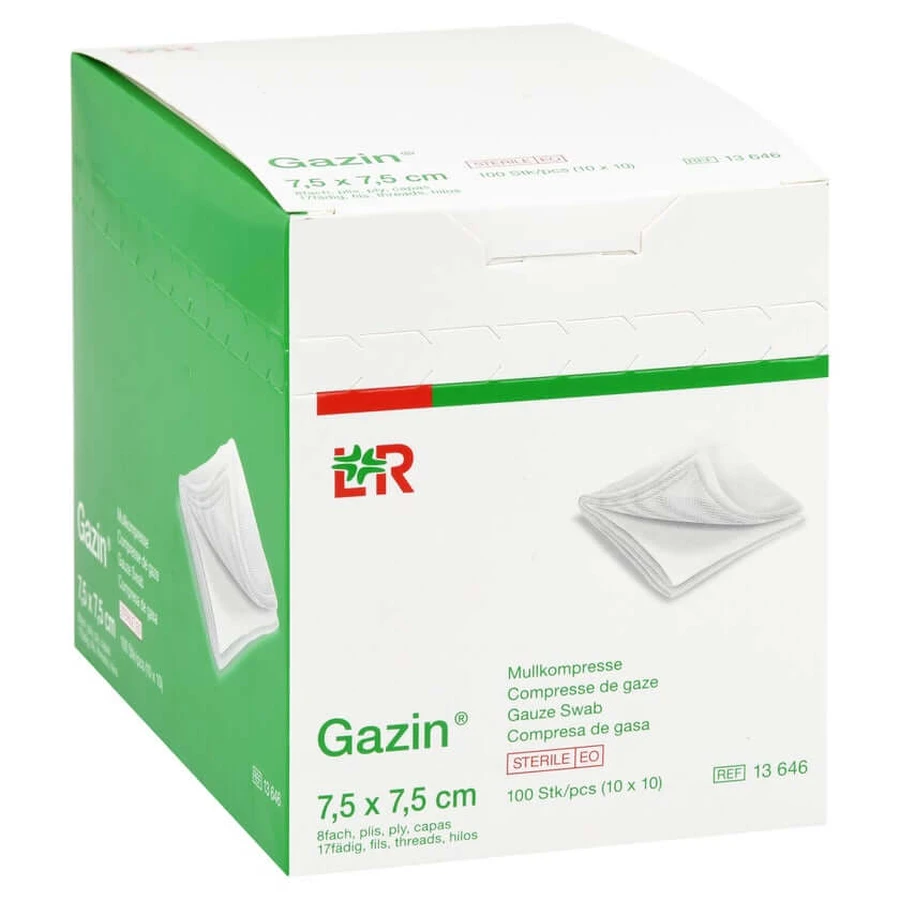 Gazin gaas comp. 7,5x7,5 cm steriel 8x10 st.