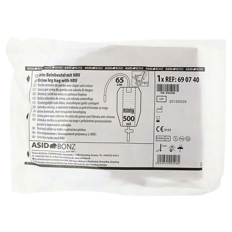 Sac de jambe 500 ml stérile 65 cm tube 1 pc