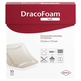 Dracofoam pansement adhésif en mousse, 7,5 x 7,5 cm 10 pcs.