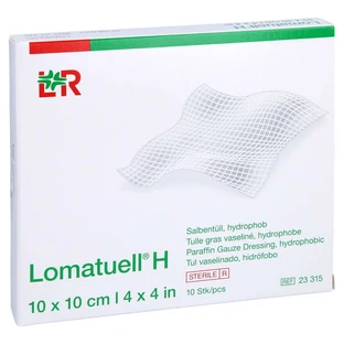 Lomatuell H zalftule 10x10 cm steriel 10 st.