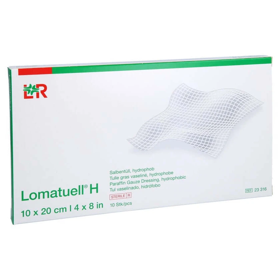Lomatuell Zalf tule 10x20 cm steriel 10 st.