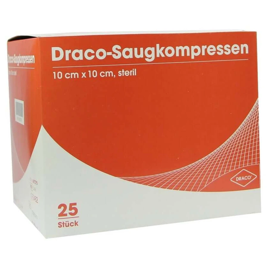 Compresses absorbantes stériles 10x10 cm Draco 25 pcs.