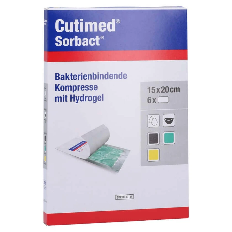 Cutimed Sorbact Gel Kompressen 15x20 cm 6 stuks.