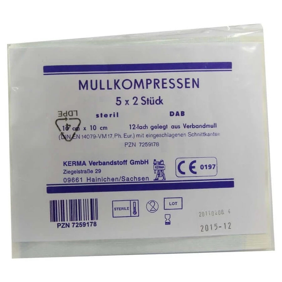 Gauze compresses 10x10 cm sterile 12-fold BW 5X2 pcs.