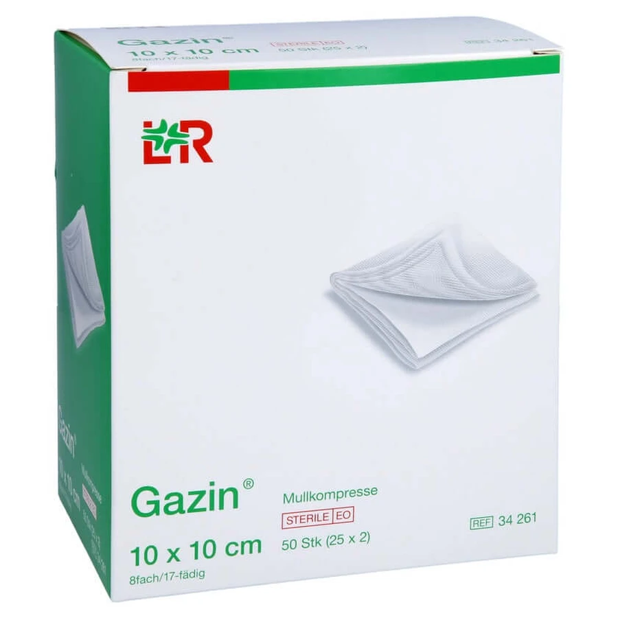 Gazin gauze comp.10x10 cm sterile 8 fold 25X2 pcs.