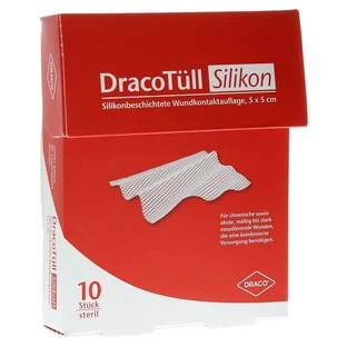 Dracotüll Silikon, 5 x 5 cm silikonbeschichtete Wundkontaktauflage 10 St