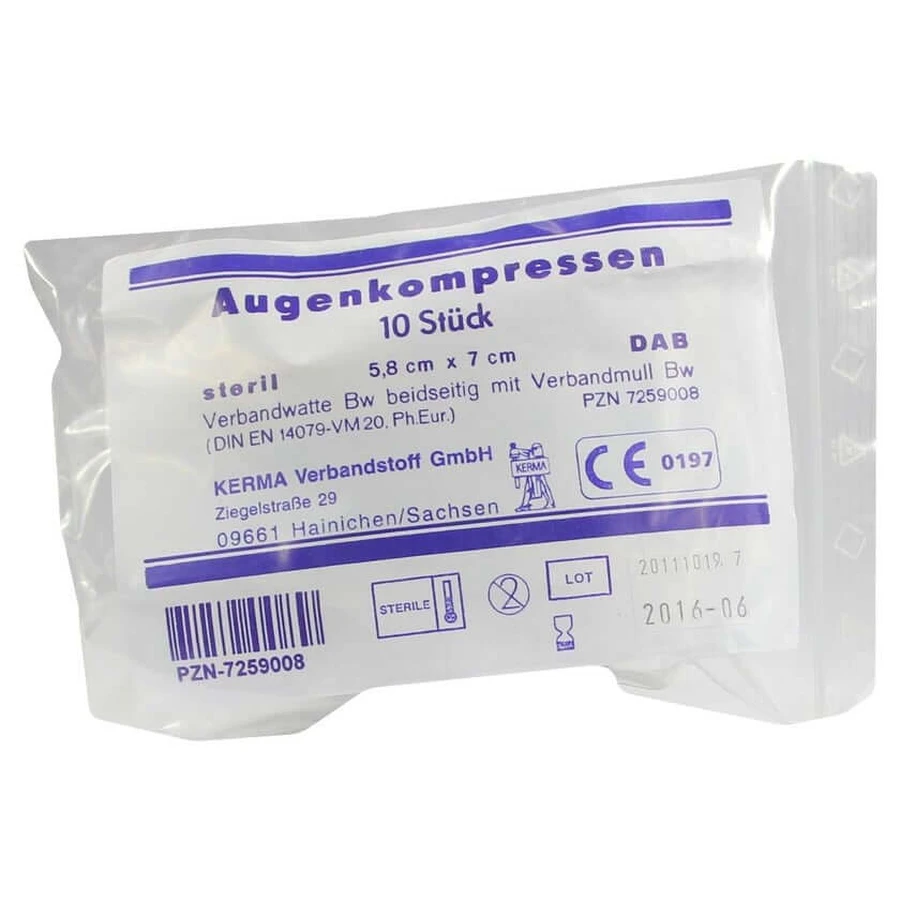 Oogkompressen 5,8x7 cm steriel 10 st.