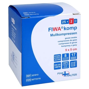 Compresas de gasa 5x5 cm estériles 8 pliegues 25X2 uds.