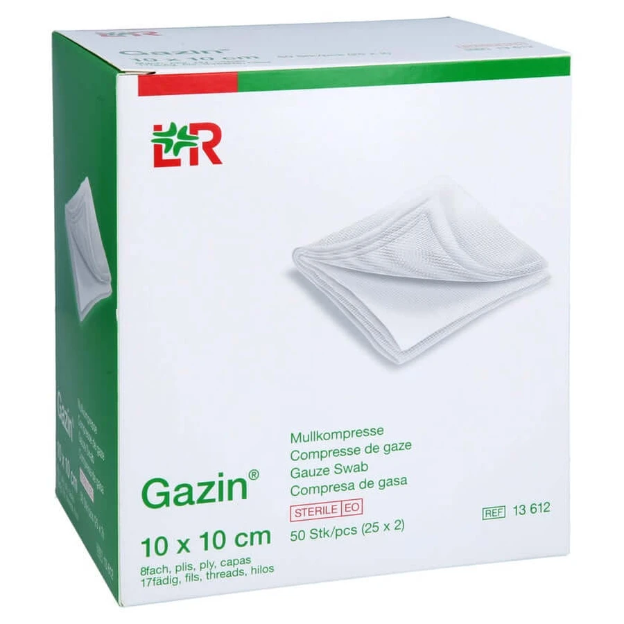 Gazin gauze comp.10x10 cm sterile 8 fold 25X2 pcs.