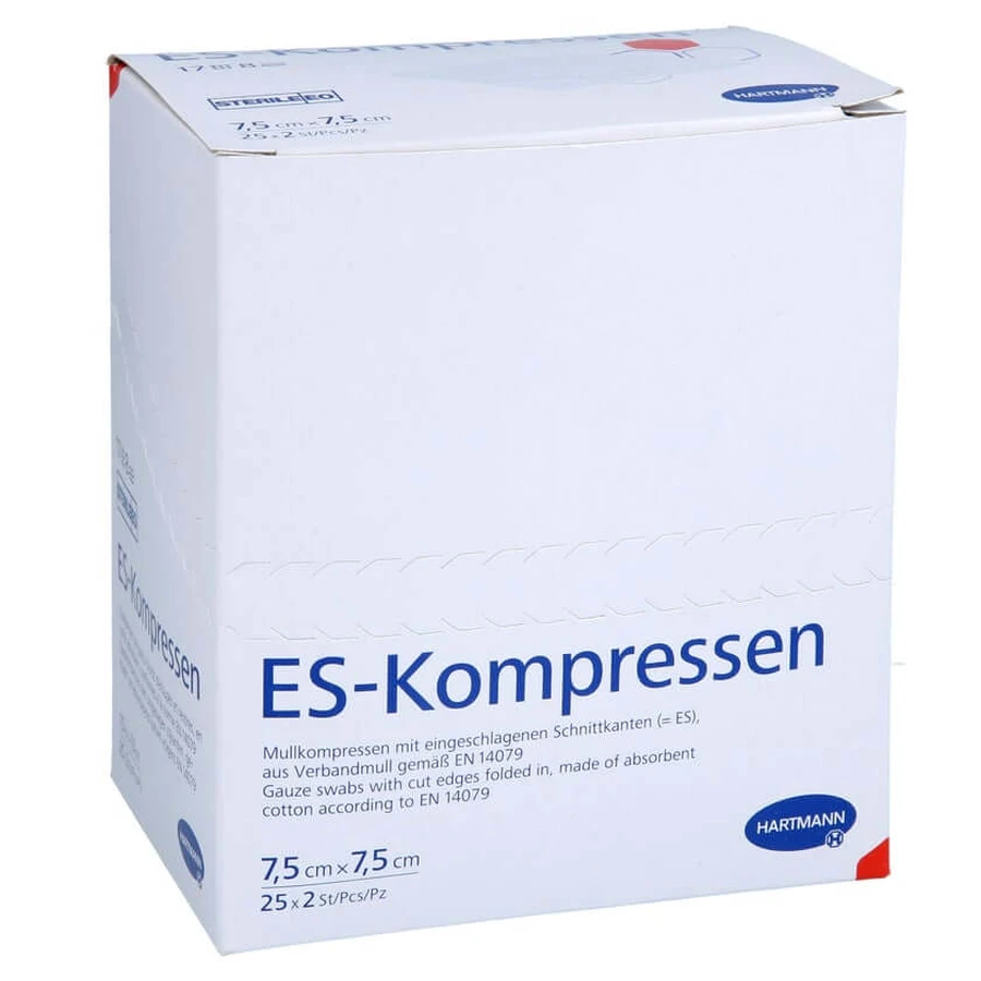 Es Compresses Sterile 7.5x7.5cm 8 fold 25X2 pcs.
