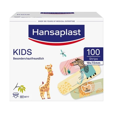 Hansaplast KIDS esparadrapo infantil, 100 tiras, 1,9 x 7,2cm 100 unid.