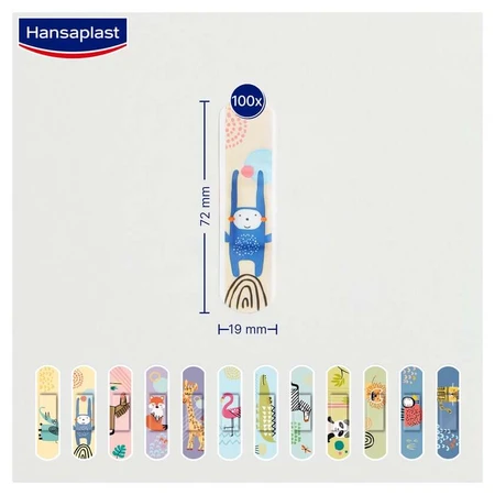 Hansaplast KIDS esparadrapo infantil, 100 tiras, 1,9 x 7,2cm 100 unid.