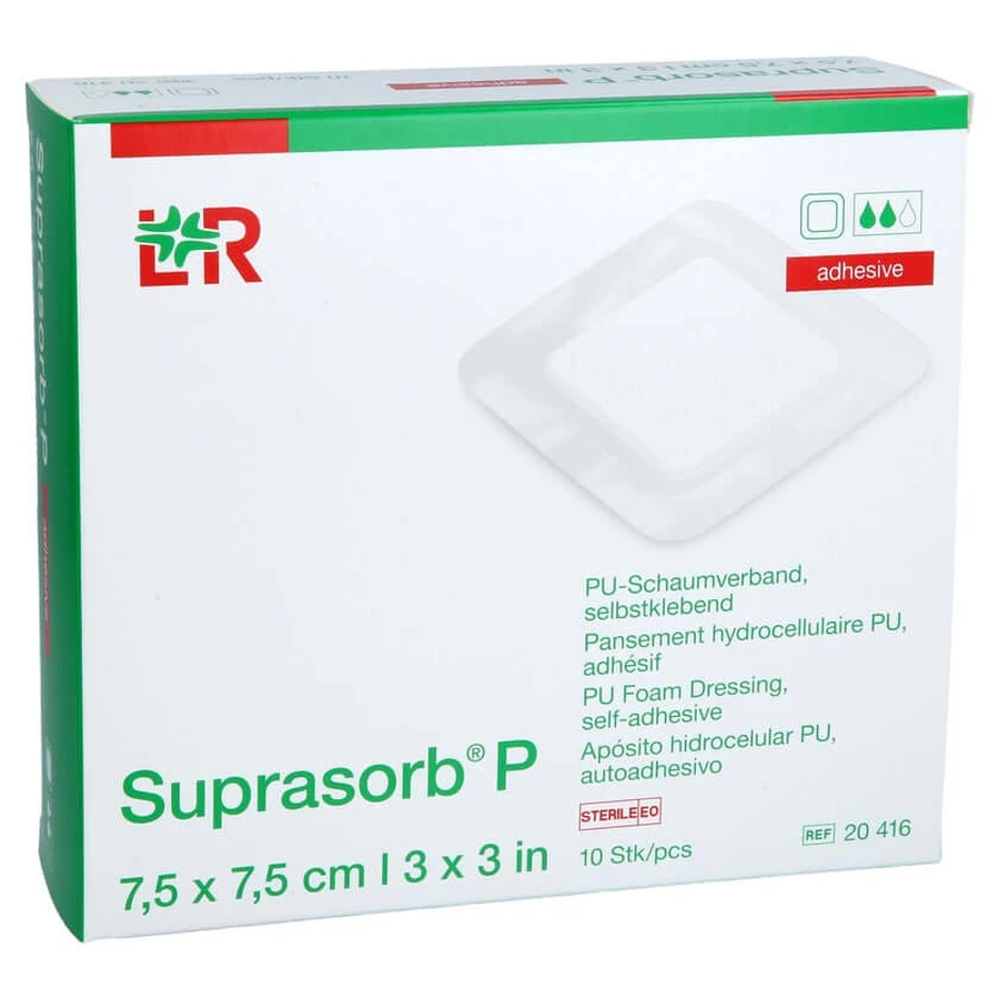 Suprasorb P Pu-mousse autocollante 7,5x7,5 Cm 10 pcs.