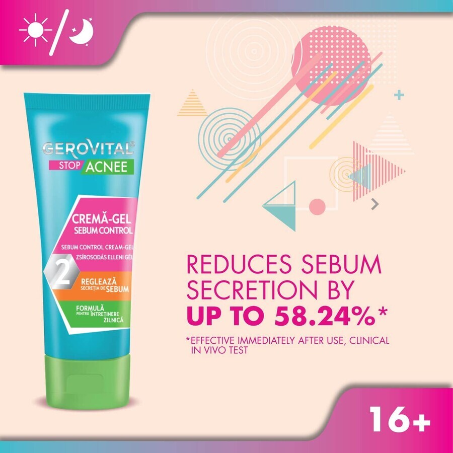 Gel crema controllo del sebo 2 Gerovital Stop Acne, 50 ml, Charmec