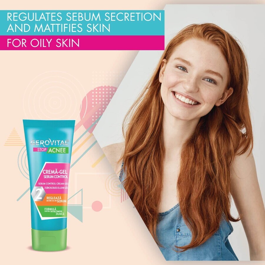 Gel crema controllo del sebo 2 Gerovital Stop Acne, 50 ml, Charmec