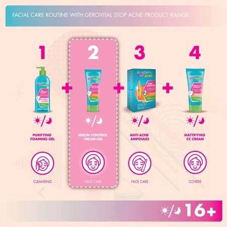 Gerovital Stop Acne sébum contrôle 2 gel crème, 50 ml, Farmec