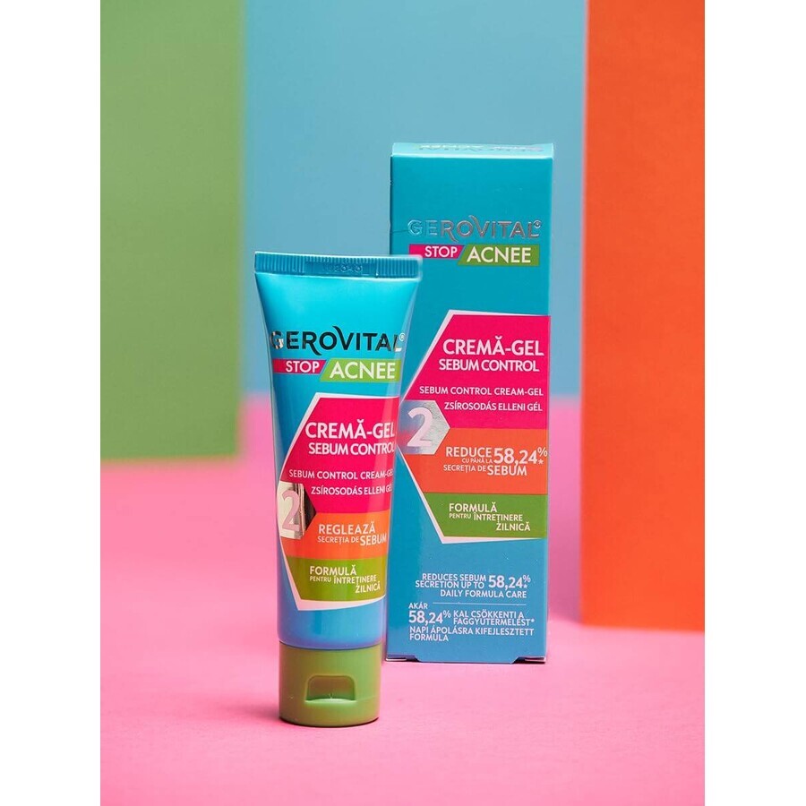 Gel crema controllo del sebo 2 Gerovital Stop Acne, 50 ml, Charmec