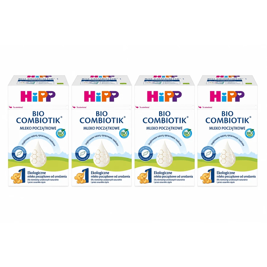 HiPP 1 Bio Combiotik, leche de fórmula ecológica para lactantes, desde el nacimiento, 4 x 550 g