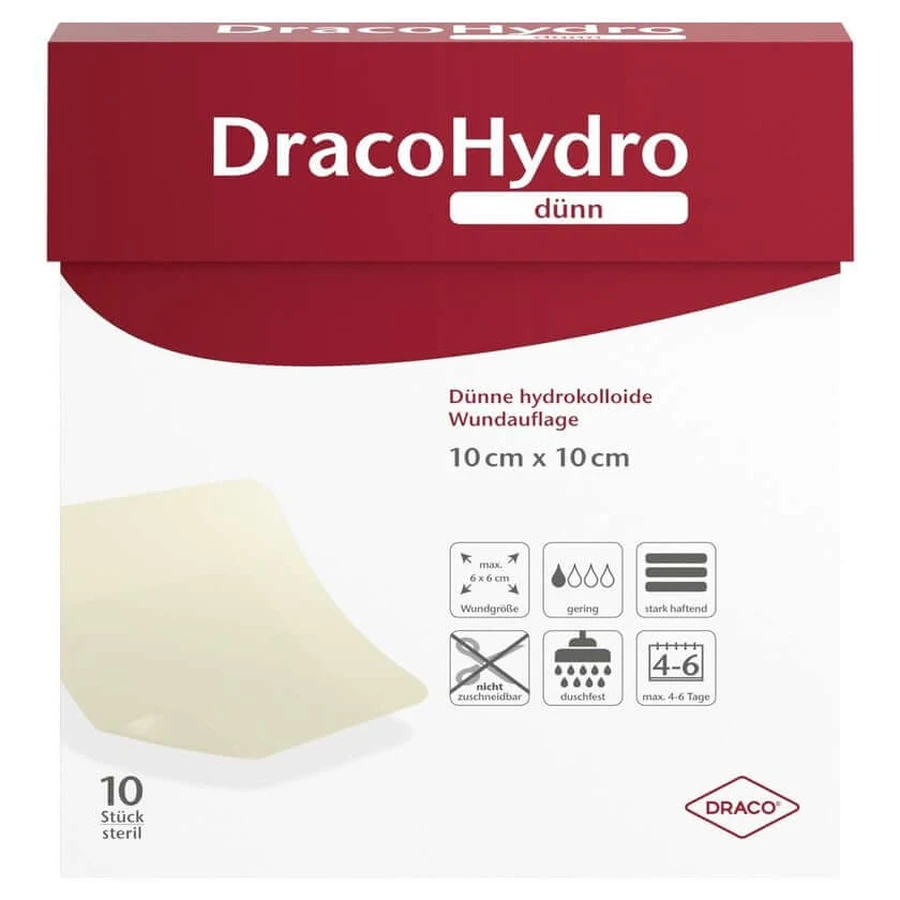 Dracohydro thin hydrocolloid wound dressing 10 x 10 cm 10 pcs.
